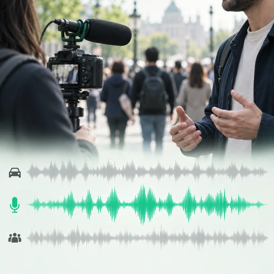 Forma de onda de un diálogo separado de una grabación de entrevista