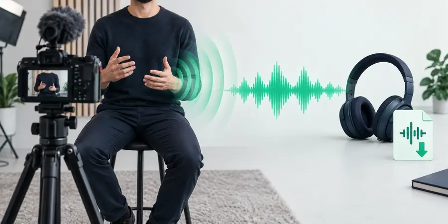 Illustration of a speech audio file ready to download for editing
